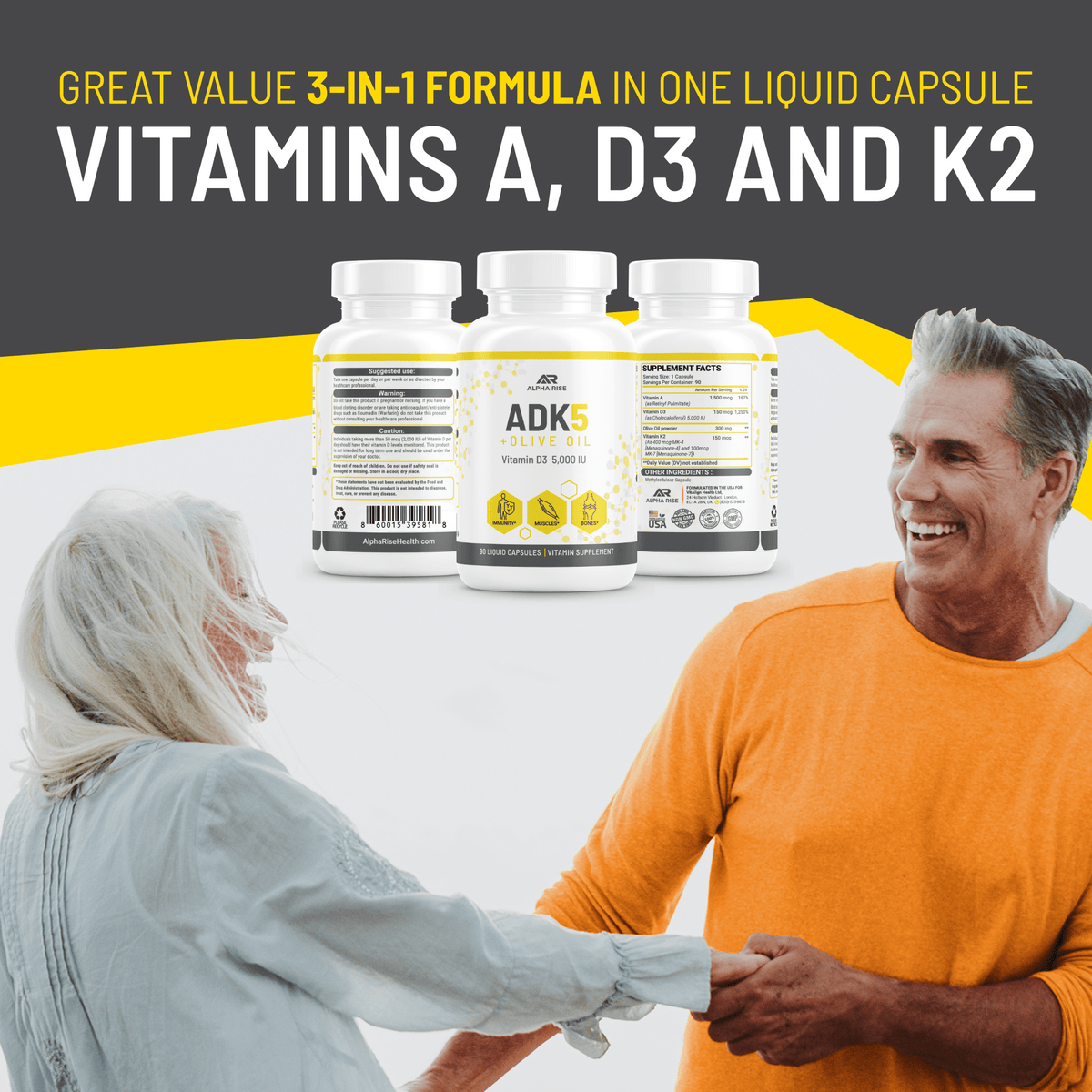 Alpha Rise Supplement ADK 5 Vitamin Supplement | Bone & Immune Health with Olive Oil – ALPHA RISE
