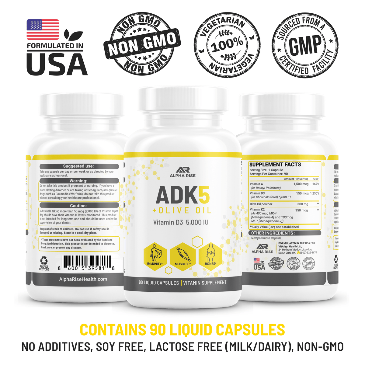 Alpha Rising ADK 5 Vitamin Supplement | Bone & Immune Health with Olive Oil – ALPHA RISE