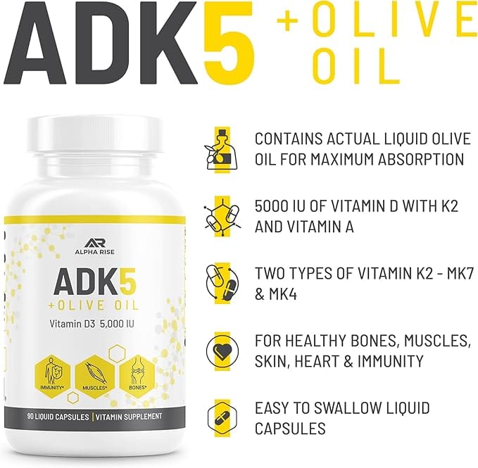 Alpha Rise Supplement ADK 5 Vitamin Supplement | Bone & Immune Health with Olive Oil – ALPHA RISE
